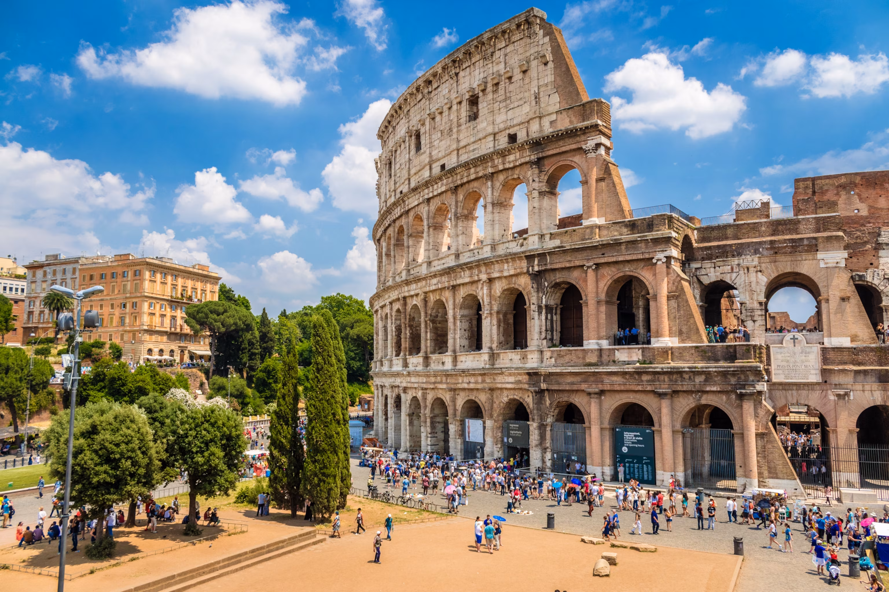 rome travel landscape, indicating the start of an adventure